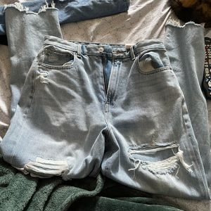 American eagle distress mom jeans